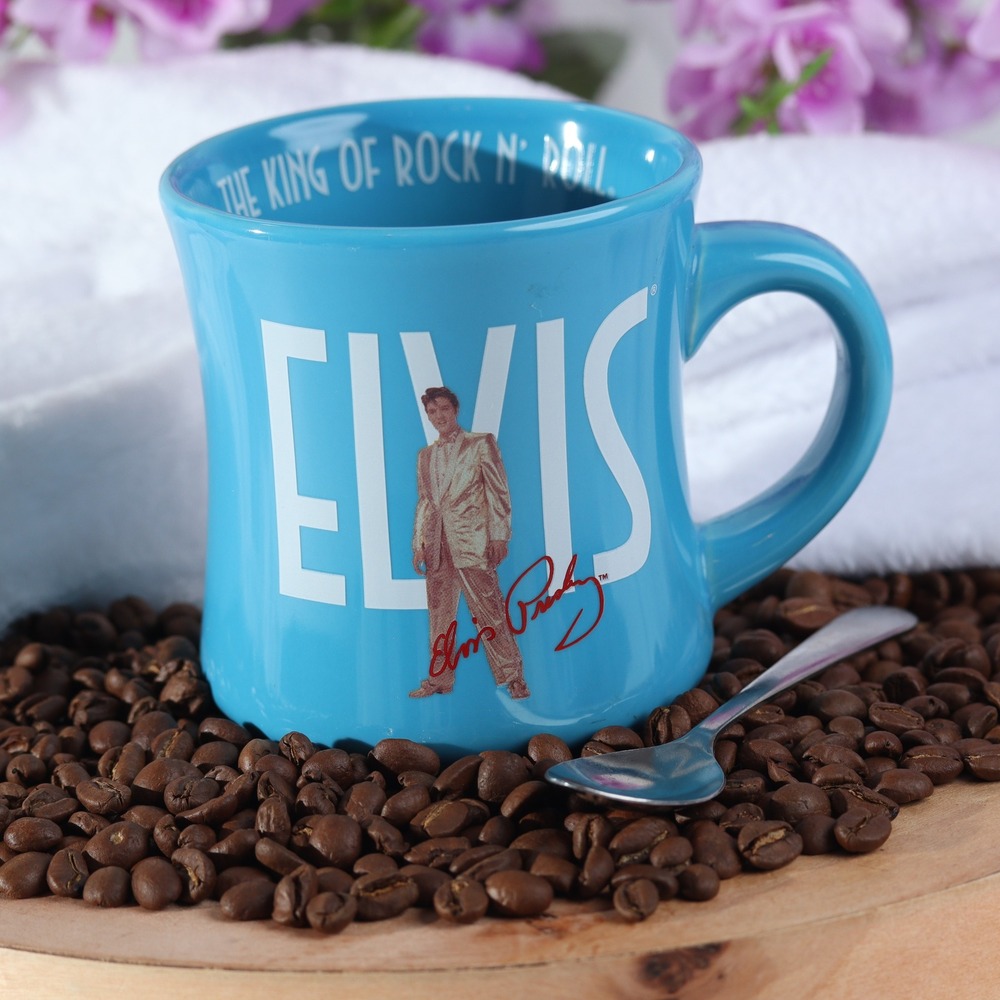 Elvis Presley Blue Ceramic Coffee Mug King of Rock N Roll Signature Product 2006